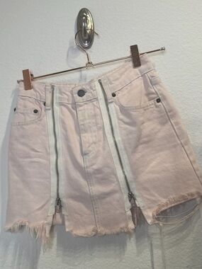 Carmar Pale Pink Denim Skirt with Back Pocket Detail